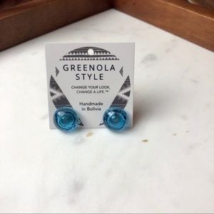 FINAL SALE:Blue Glass Stud Earrings